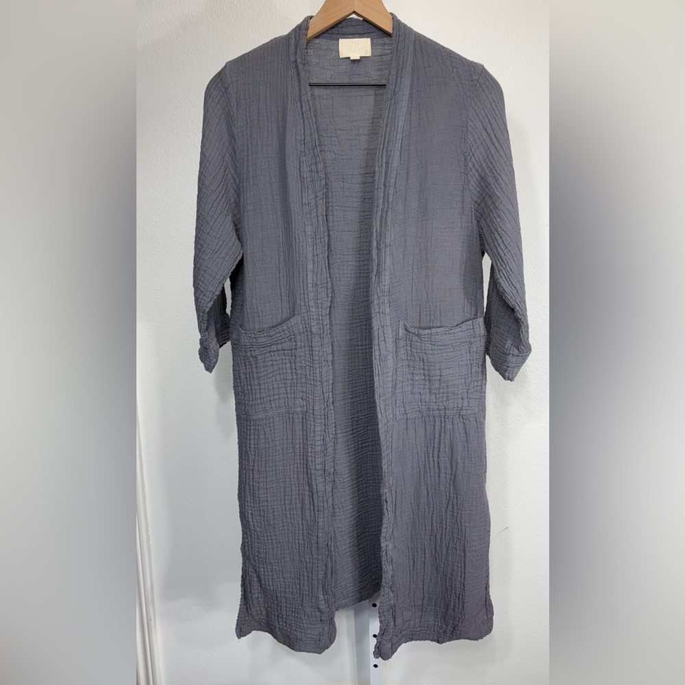 Honest Cotton THE JORDAN JACKET Gray Cotton Gauze Cardigan Size‎ S/M